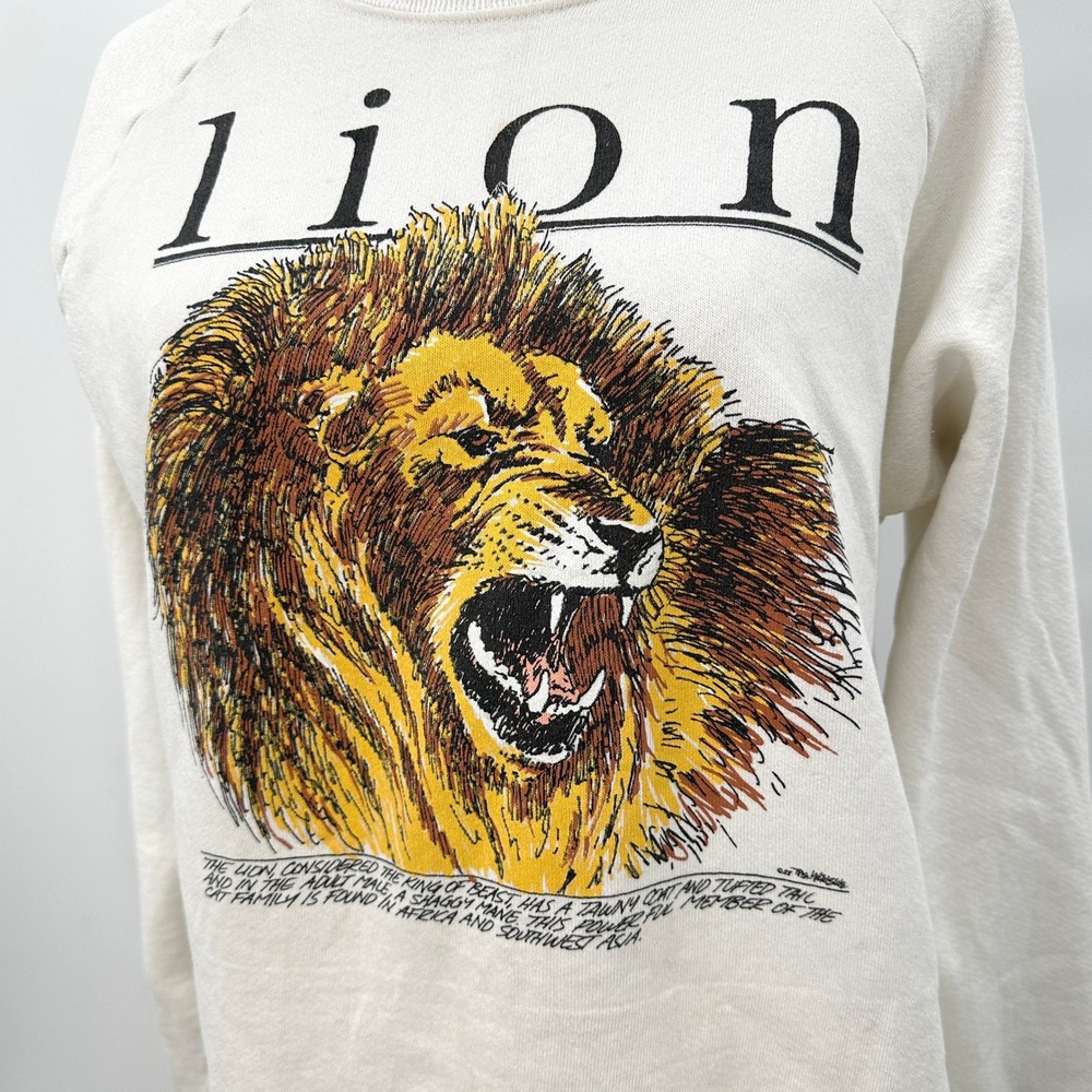 Screen Stars 80s 90s Lion Graphic Sweatshirt USA XL 50/50 Streetwear Vintage - Picture 2 of 9